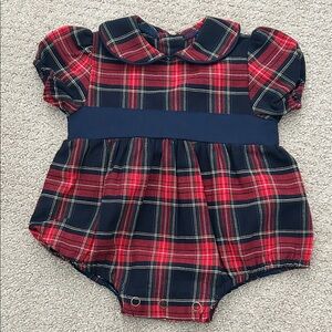 EUC Aubrey Kathryn navy plaid bubble